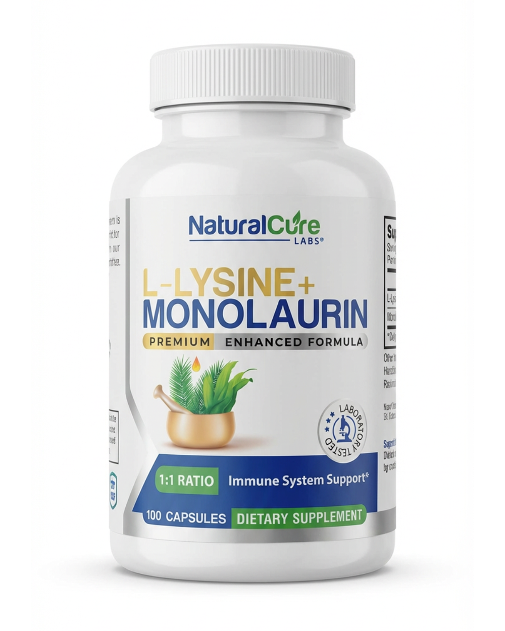 Natural Cure Labs L-Lysine + Monolaurin 600mg